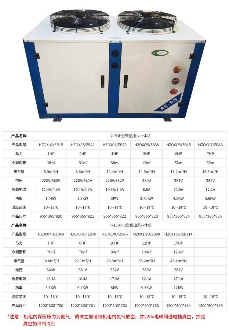 3至15P空调挂壁式一体机小型全套冷冻保鲜制冷设备 冷库制冷机组(pic4)