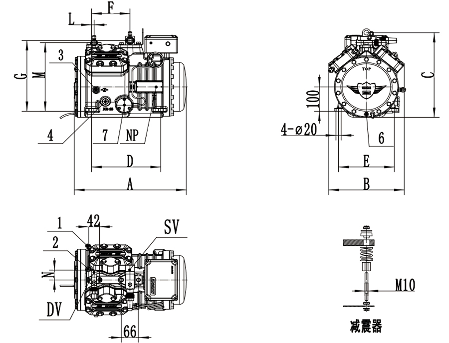 VOCKE沃克制冷压缩机 活塞机 小四缸 VKXS4A(pic3)